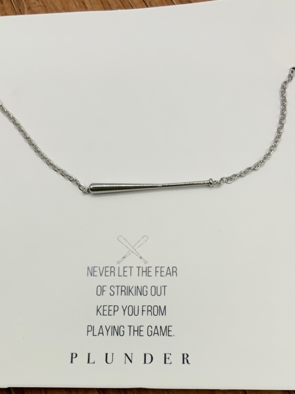 Plunder Design Silver Tone Tapered Baseball Bar Chain Necklace